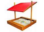Sabbiera In Legno Con Tetto Copertura Sabbiera Impregnata Rossa 120Cm 10793