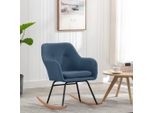 The Living Store Sedia A Dondolo In Tessuto Blu