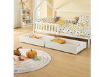 Set Di 2 Reti 'Ydre' Con Rotelle Legno 97,5 X 62 X 22 Cm Bianco