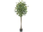 Ficus Benjamina 125 Cm Pianta Artificiale Verde, Resistente Ai Raggi Uv E Ignifuga In Vaso 15X12,5 Cm