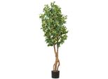 Pianta Artificiale Ficus Benjamina 160 Cm Con 1125 Foglie E Fusto Naturale In Vaso 17X15 Cm