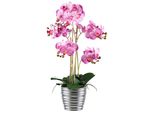 Orchidea Phalaenopsis 62 Cm - Pianta Artificiale Real Touch In Elegante Vaso Di Ceramica 15X13 Cm