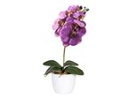 Set Di 2 Orchidee Phalaenopsis 40 Cm, Pianta Artificiale Viola In Un Elegante Vaso Di Ceramica