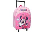 Disney Minnie Mouse Valigia Trolley Zaino Scuola Rosa Con Motivo A Scacchiera