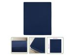The Living Store Lenzuolo A Pieghe Jersey Blu Navy 90X200 Cm Cotone