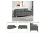 The Living Store Divano A 3 Posti In Tessuto Grigio Scuro 180 Cm