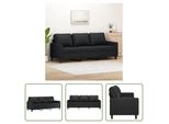 The Living Store Divano A 3 Posti Nero 180 Cm In Pelle Finta