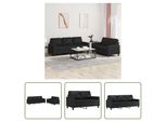 The Living Store Set Divano 2 Pezzi Con Cuscini In Ecopelle Nera