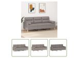 The Living Store Divano A 3 Posti Con Cuscini Decorativi In Tessuto Taupe 180 Cm