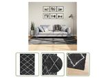 The Living Store Tappeto Shaggy A Pelo Alto Moderno Nero E Crema 140X200 Cm