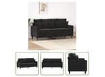 The Living Store Divano A 2 Posti In Velluto Nero 140 Cm