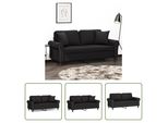 The Living Store Divano A 2 Posti Con Cuscini Decorativi In Velluto Nero 140 Cm