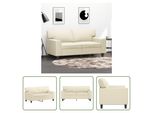The Living Store Divano 2 Posti Crema 120 Cm In Pelle Finta