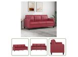 The Living Store Divano 3 Posti Rosso Vino 180 Cm In Pelle Finta