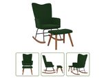 The Living Store Sedia A Dondolo Con Sgabello In Velluto Verde Scuro