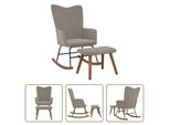 The Living Store Sedia A Dondolo Con Sgabello Velluto Grigio Chiaro