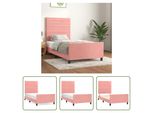 The Living Store Struttura Letto Con Testiera Rosa 100X200 Cm In Velluto