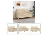 The Living Store Divano A 2 Posti Con Cuscini Decorativi Crema 120 Cm In Tessuto