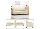 The Living Store Divano 2 Posti Crema 140 Cm In Pelle Finta