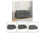The Living Store Divano A 2 Posti Con Cuscini Decorativi In Tessuto Grigio Scuro Da 120 Cm