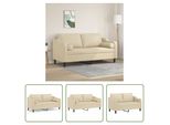 The Living Store Divano A 2 Posti Con Cuscini Decorativi Crema 140 Cm In Tessuto