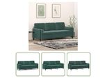 The Living Store Divano A 3 Posti Con Cuscini Decorativi In Velluto Verde Scuro 180 Cm