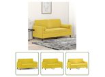 The Living Store Divano A 2 Posti Con Cuscini Decorativi Giallo 140 Cm In Velluto