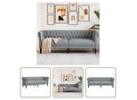 The Living Store Divano Chesterfield 3 Posti In Tessuto Grigio Chiaro