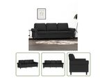The Living Store Divano A 3 Posti In Velluto Nero 180 Cm