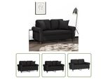 The Living Store Divano A 2 Posti Con Cuscini Decorativi Nero 120 Cm In Velluto