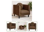 The Living Store Poltrona Con Cuscino In Ecopelle Marrone Effetto Scamosciato