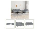 The Living Store Set Divano 2 Pezzi Con Cuscini In Tessuto Grigio Chiaro