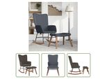 The Living Store Sedia A Dondolo Con Sgabello In Velluto Grigio Scuro