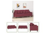 The Living Store Divano 3 Posti In Tessuto Rosso Vino 180 Cm