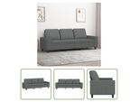 The Living Store Divano A 3 Posti In Tessuto Grigio Scuro 180 Cm