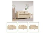 The Living Store Divano 2 Posti Con Cuscini Crema 120 Cm In Tessuto Microfibra