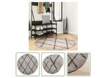 The Living Store Tappeto Shaggy Pamplona A Pelo Profondo Moderno Beige Antracite Ø 120Cm