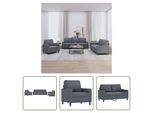 The Living Store Set Divano 3 Pezzi Con Cuscini In Velluto Grigio Scuro