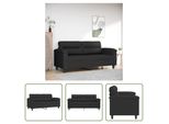 The Living Store Divano A 2 Posti Nero 140 Cm In Tessuto Microfibra