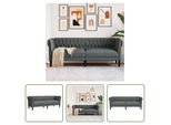 The Living Store Divano Chesterfield 3 Posti In Tessuto Grigio Scuro