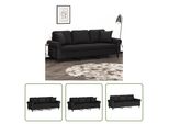 The Living Store Divano A 3 Posti Con Cuscini Decorativi In Velluto Nero 180 Cm