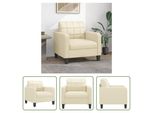 The Living Store Poltrona Crema 60 Cm In Pelle Finta