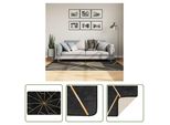 The Living Store Tappeto Lavabile Nero E Oro 120X180 Cm Antiscivolo