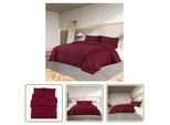 The Living Store Set Di Biancheria Da Letto Rosso Bordeaux 220X240 Cm In Cotone