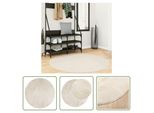 The Living Store Tappeto Oviedo A Pelo Corto Beige Ø 120 Cm