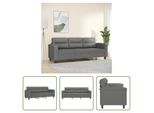 The Living Store Divano 3 Posti Grigio Scuro 180 Cm In Tessuto Microfibra