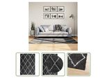The Living Store Tappeto Shaggy A Pelo Alto Moderno Nero E Crema 120X170 Cm