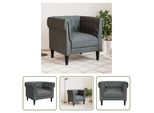 The Living Store Poltrona Chesterfield In Tessuto Grigio Scuro