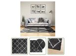 The Living Store Tappeto Shaggy A Pelo Alto Moderno Nero E Crema 160X160 Cm