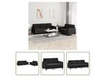 The Living Store Set Divano 2 Pezzi Con Cuscini In Velluto Nero
